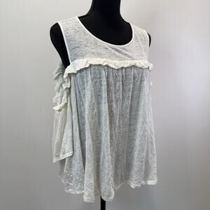 Anthropologie Meadow Rue 100% Linen Top Medium Cream Romantic